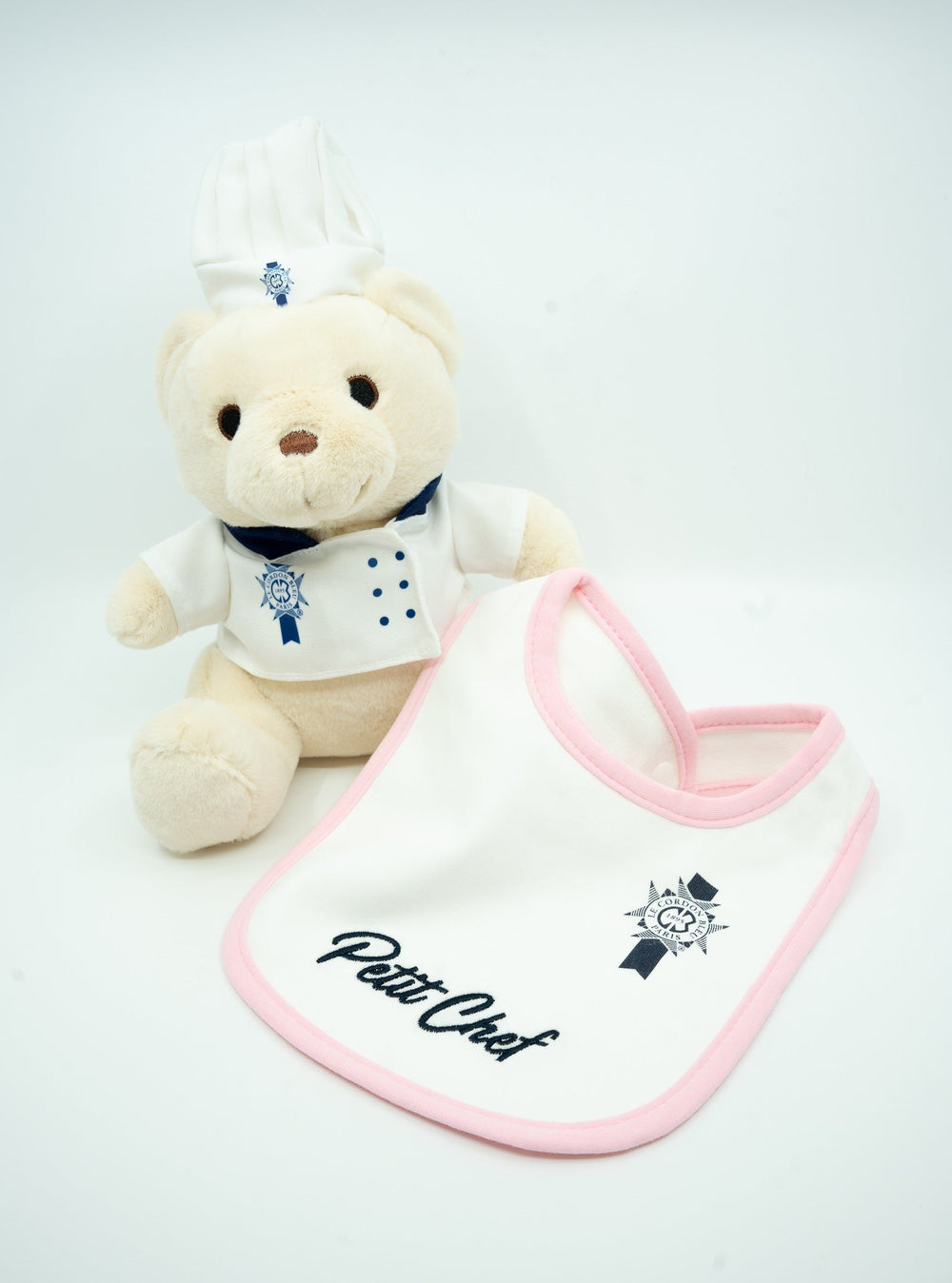 Coffret cadeau pour bébé - Bavoir rose et ours en peluche