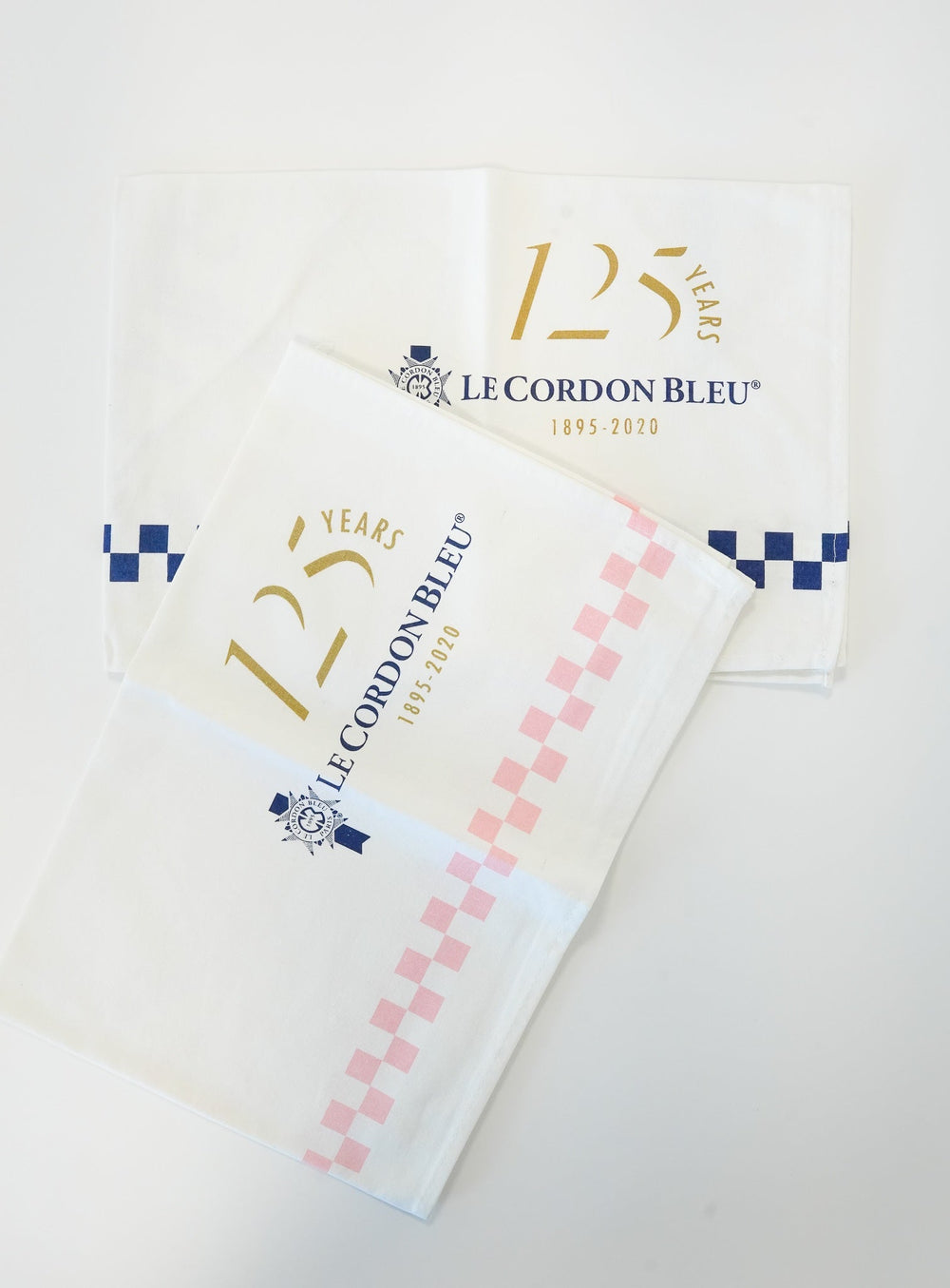 Ensemble de serviettes 125e anniversaire - Serviettes à thé roses et bleues